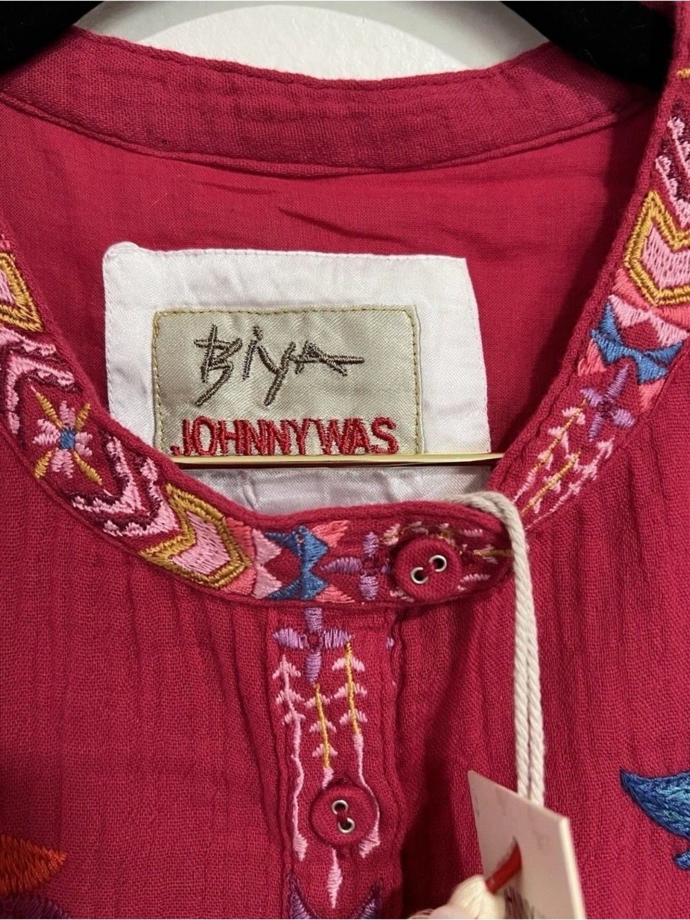 Johnny Was Size M Color Jzz (Red/Pink) Embroidered Mishti Lines Dress Elena - Picture 3 of 12
